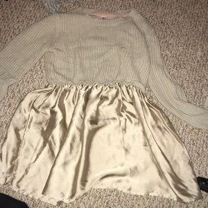 Adorable sweater, with satin peplum bottom